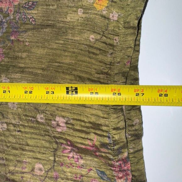 Free People | Found Floral Moss Camp Shirt Olive Green Button Down Medium - Picture 12 of 12